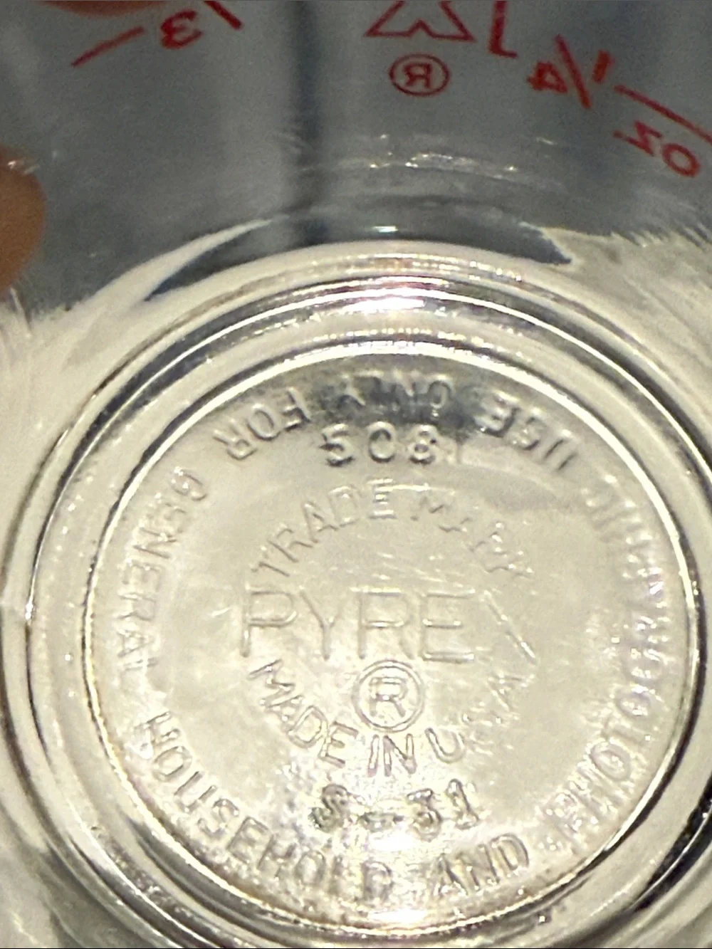 Vintage 1950s-60s Pyrex 1 Cup Measuring Cup 508 Closed D Handle Made in USA!
